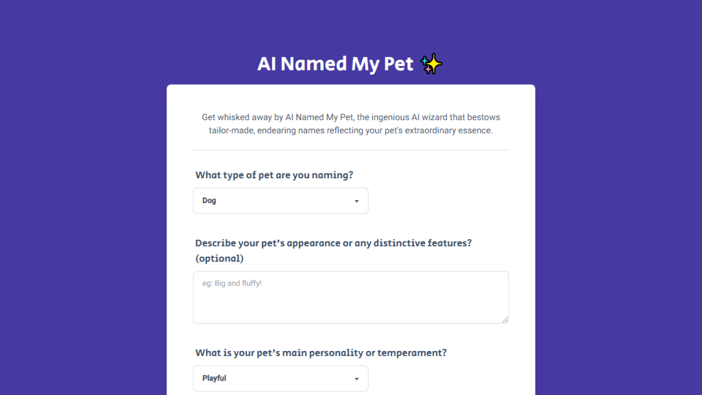 Ainamedmypet - AI Technology Solution