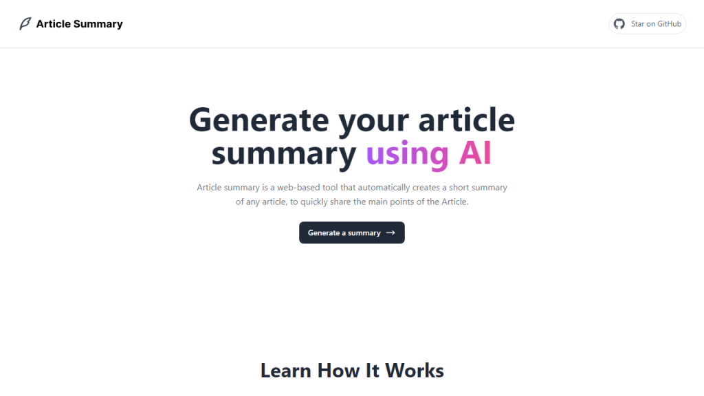 Article Summary - AI Technology Solution