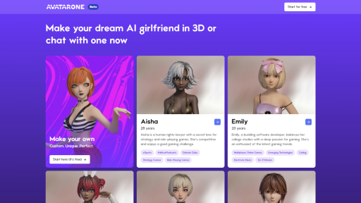 Avatar.One AI Girlfriend Chatbot with Advanced 3D Technology