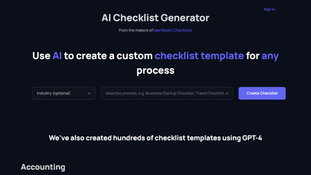 Checklistgenerator - AI Technology Solution