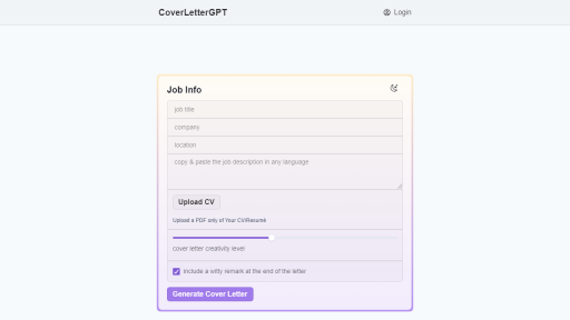 CoverLetterGPT - AI Technology Solution