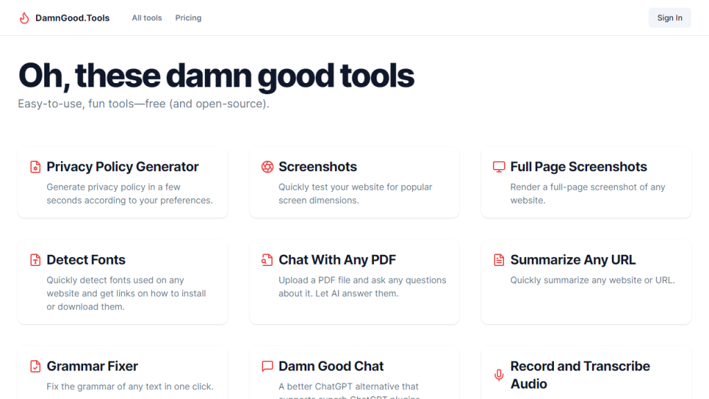 Damn Good Tools - AI Technology Solution