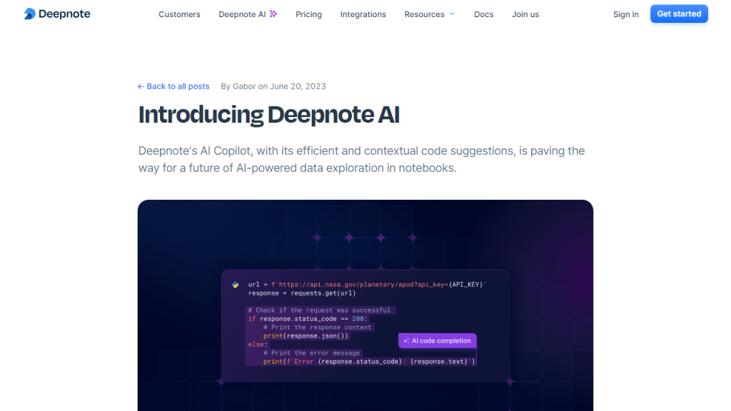 Deepnote Copilot - AI Technology Solution