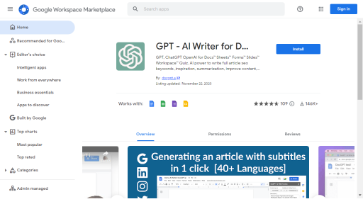 DocGPT AI Writer for Docs - AI Technology Solution