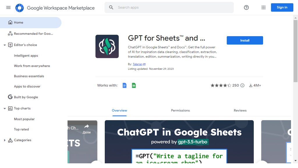 GPT For Sheets - AI Technology Solution