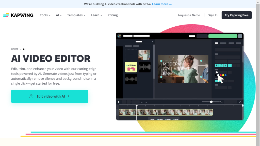 Kapwing Video Editor - AI Technology Solution