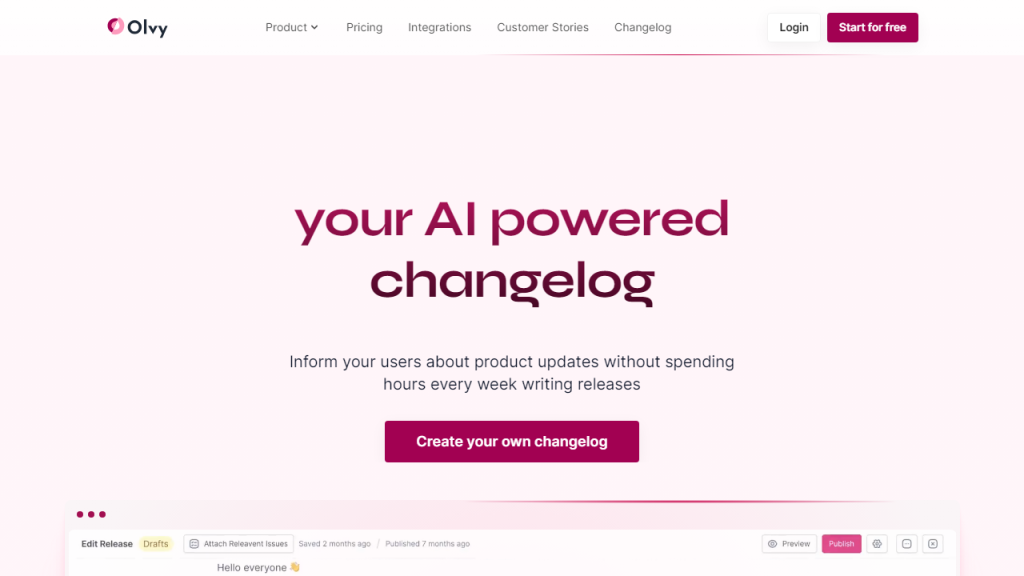 Olvy Changelogs - AI Technology Solution