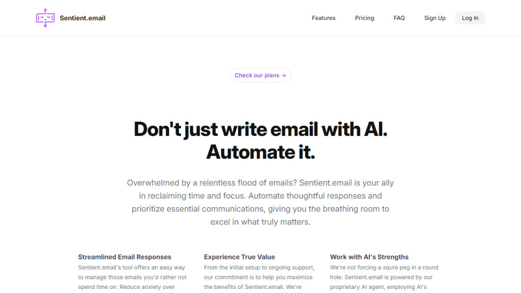 Sentient Email - AI Technology Solution