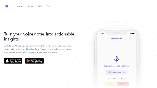 SpeakNotes - AI Technology Solution