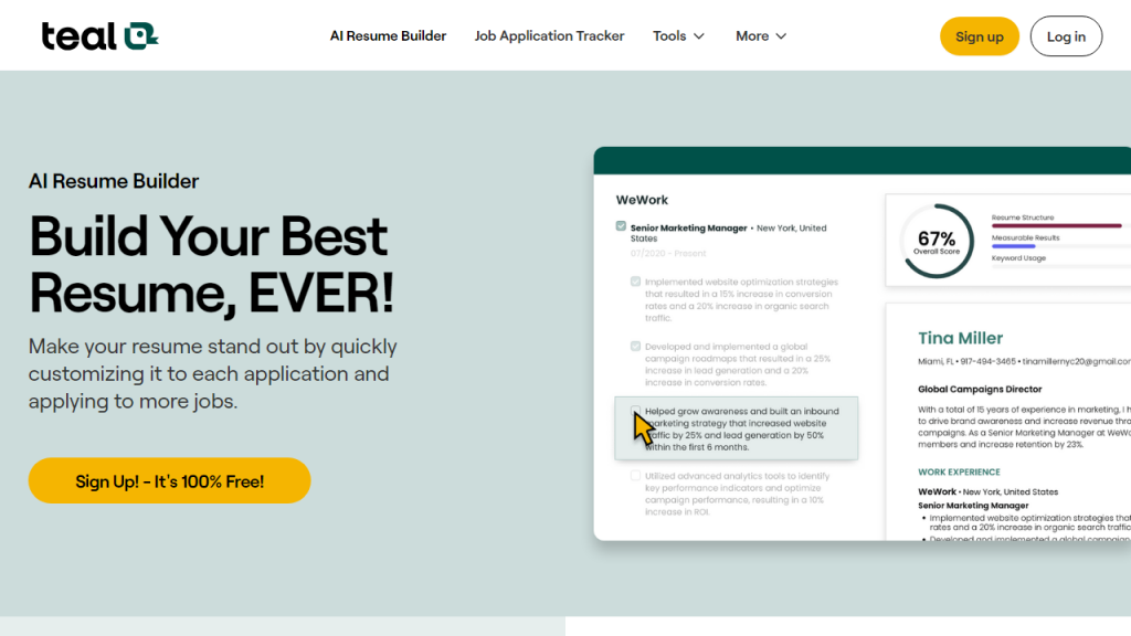 Teal Resume Builder - AI Technology Solution