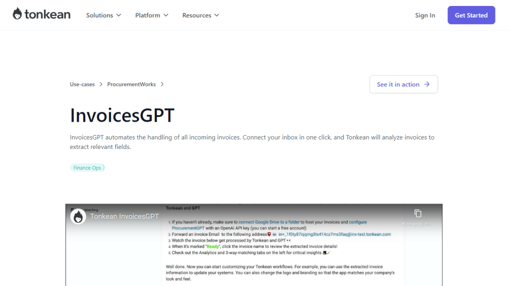 Tonkean InvoicesGPT - AI Technology Solution