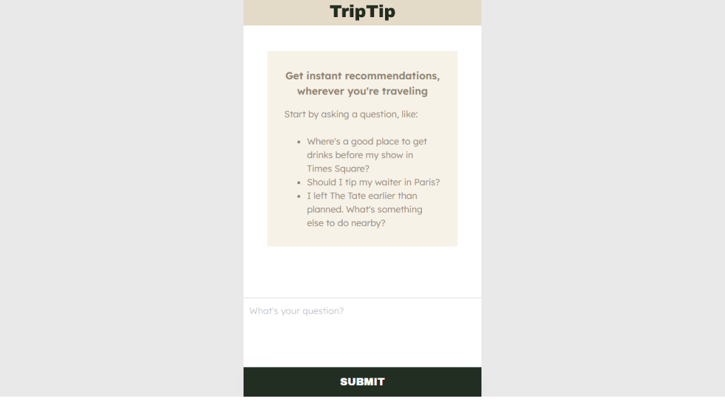 TripTip - AI Technology Solution