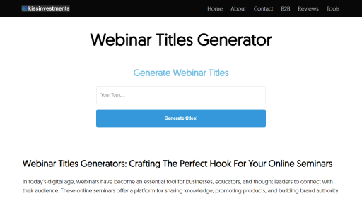 Webinar Titles Generator - AI Technology Solution